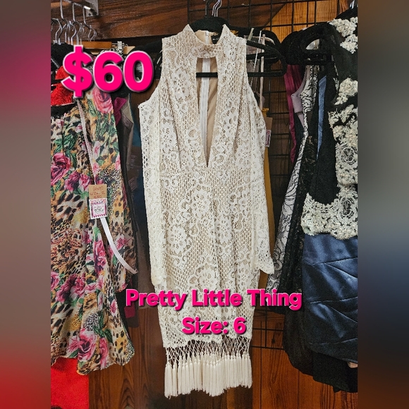 PrettyLittleThing Ivory Lace Dress - Picture 1 of 1